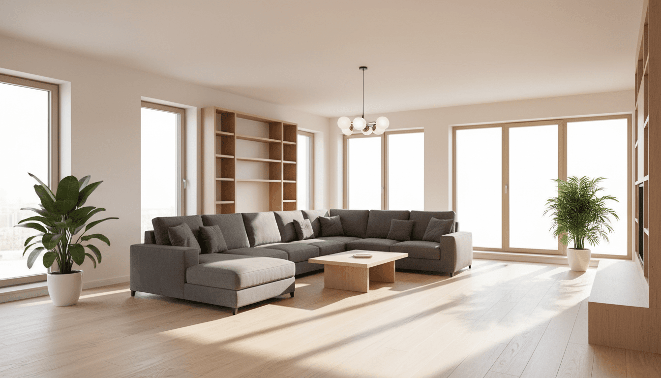 Cleaner reviewing a checklist in a sunlit living room